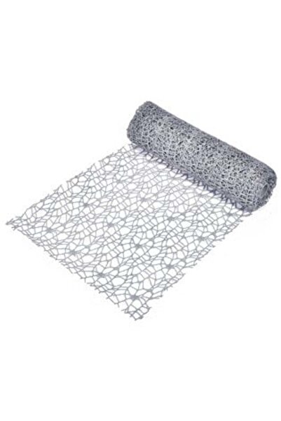 SHOPIENS Material decorativ de Crăciun cu plasă argintie cu sclipici 5 m x 24 cm