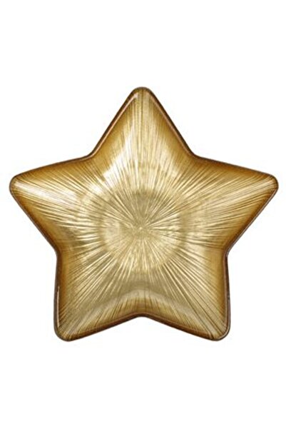 SHOPIENS Gold Glass Christmas Star-Shaped Bowl/Plate 15 x 15 x 2 cm