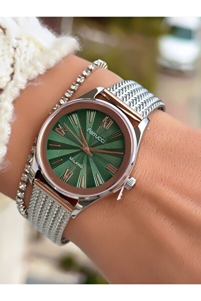 Ferrucci ÇELİK HASIR KORDON KADIN KOL SAATİ 3 ATM SU GEÇİRMEZ 2 YIL GARANTİLİ+BİLEKLİK HEDİYELİ