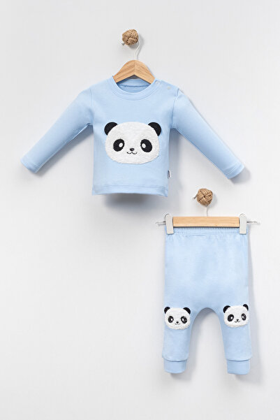 Mora Baby Kids Panda Embroidered 2-Piece Baby Tracksuit Set |   Combed Cotton Fabric, Soft and Comfortable Design (6-9-12-18 Months)