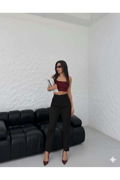 Lirviya Önü Biyeli Yüksek Bel Pantolon