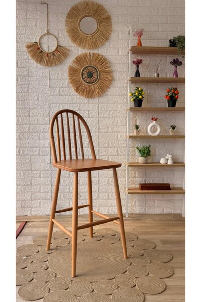 silla Concept Kumsal Bar Sandalyesi Hasırlı Naturel Ahşap Ada Sandalye