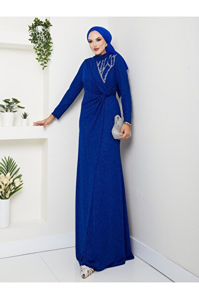 SUBU TASARIM September Evening Dress Cobalt Tbsesm20