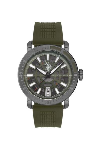 U.S. Polo Assn. Yard 43mm Men's Watch with Gunmetal case Green Dial & Silicon...