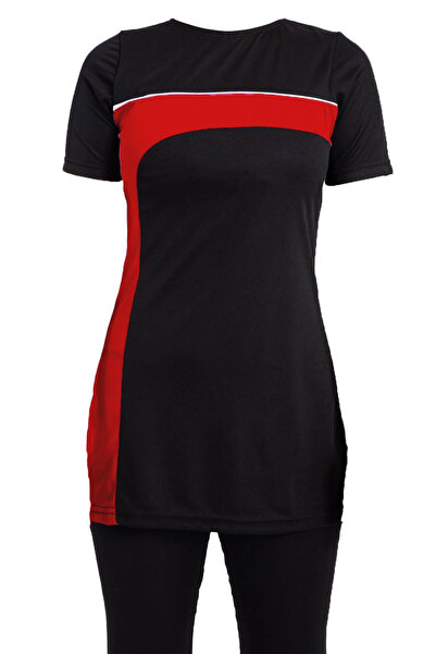 Haliç Mayo Jarse Short-Sleeved Semi-Closed Swimsuit 7007 Black