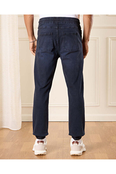 REDTAG Men Navy Plain Basic Jogger