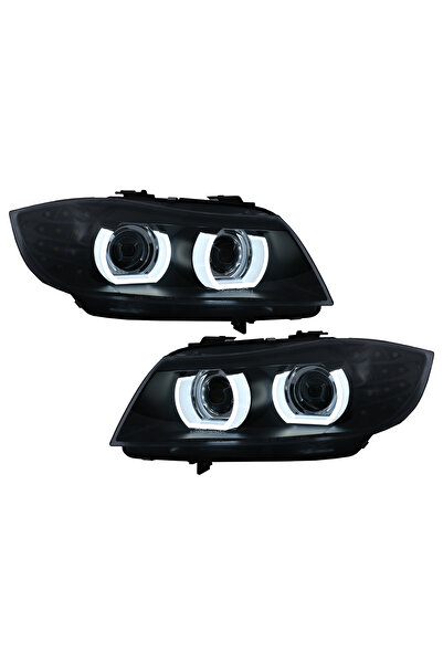 OEM Faruri Xenon 3D Angel Eyes LED DRL compatibil cu BMW Seria 3 E90 E91 (200...