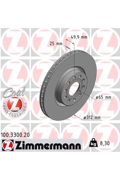 OEM Disc frana fata VW Caddy 2015-, ZIMMERMANN 100.3300.20