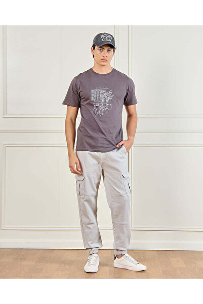 REDTAG Men Grey Knit Denim Cargo