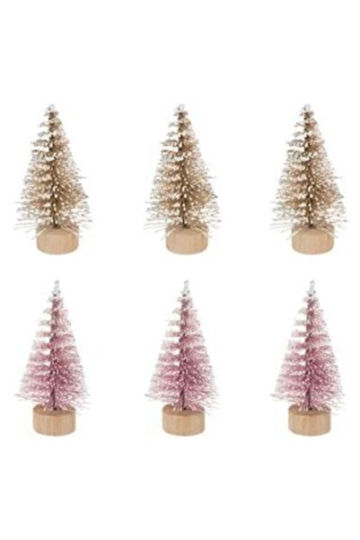 SHOPIENS Διακοσμητικά Χριστουγεννιάτικα Δέντρα Ροζ-Μπεζ Σαμπανιζέ Γκλίτερ 7 ε...