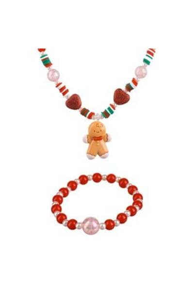 SHOPIENS Set colier și brățară cu 3 modele de Crăciun (Ren, Moș Crăciun, Turt...