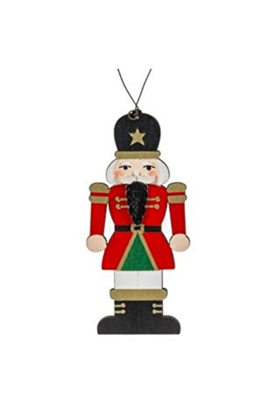 SHOPIENS Vintage Χριστουγεννιάτικο Στολίδι Δέντρου - Κόκκινο & Μαύρο Ξύλινο Φ...