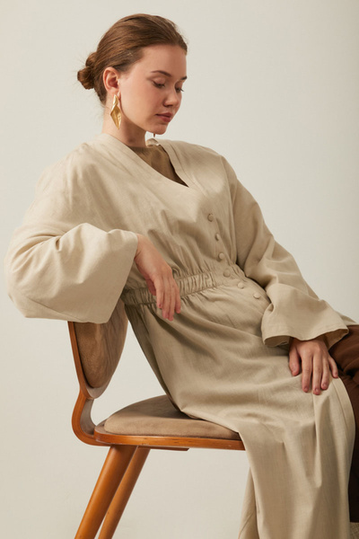 ZÜLAYS V Yaka Abaya Taş