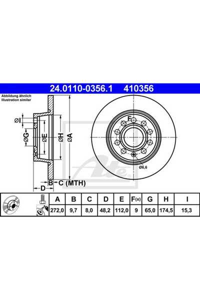 OEM Disc frana spate VW Caddy 2015-, ATE 24.0110-0356.1