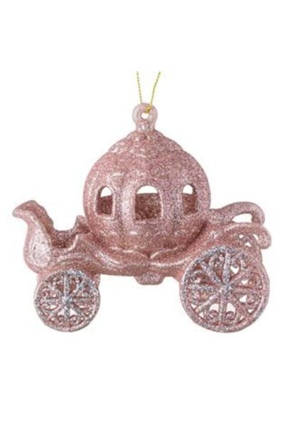 SHOPIENS Ornament de Crăciun pentru brad, cărucior, roz, sclipici, 11 x 6 x 1...