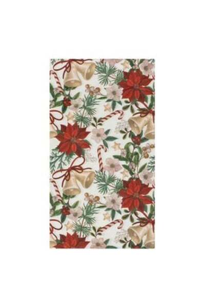 SHOPIENS Christmas Table Napkins with 2 Layers White Bells Mistletoe Christmas 33 x 40 cm - 20 pcs