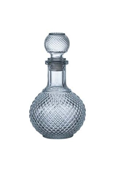 SHOPIENS Transparent Round Glass with Raised Diamond Pattern for Liqueur 500 ml