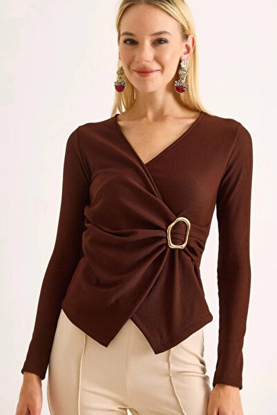 CİDDE Γυναικεία μπλούζα με μακριά μανίκια διπλό πέτο