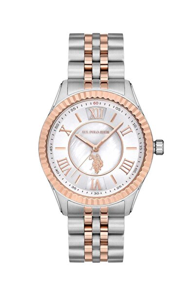 U.S. Polo Assn. Analog Women's Watch - Silver Dial, Silver & Rose Gold Band, ...