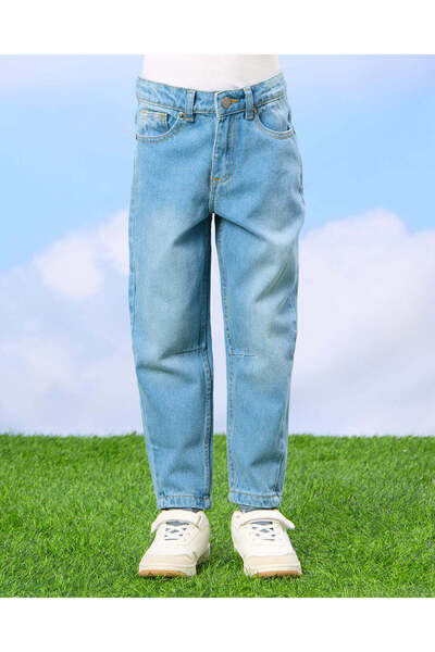 REDTAG Boys Blue 5 Pocket Balloon Fit Jeans