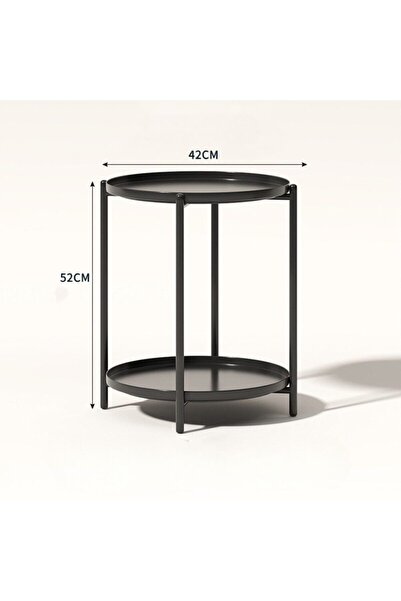 UNİBOX Coffee Table, Round, Metal, 2 Levels, Dimensions 42 x 52 cm, Color Black,