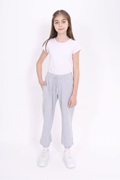 Toontoy Gray Girl's Printed Basic Jogger Sweatpants with Elasticated Waist an...