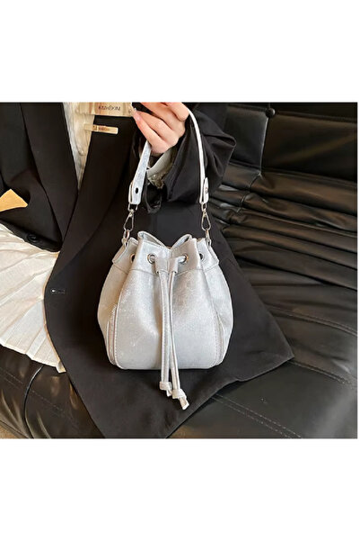 TChic Silver Zipper Detailed Bucket Bag