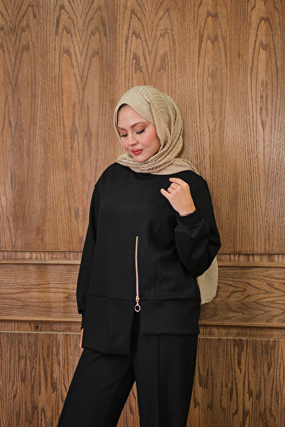 LOCCO Women's Zipper Detail Double Suit Black