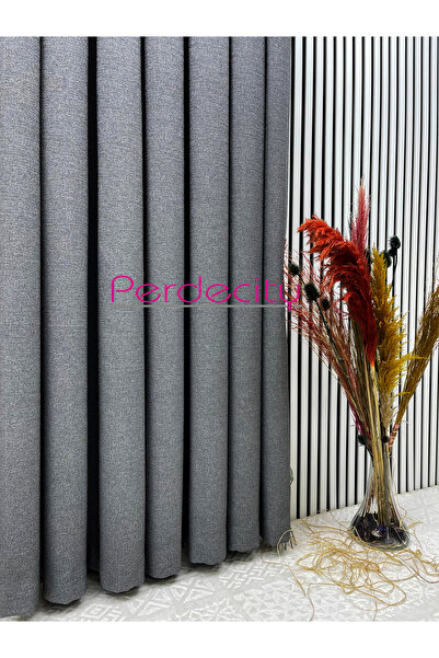 PERDECITY Bohemian Style Linen Gizia Dark Gray Background Curtain (Single Panel) Non-Iron Heavy Weight