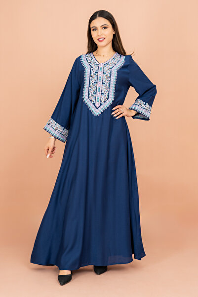 IKKXA Classic Solid Embroidery Front and Sleeves Jalabiya