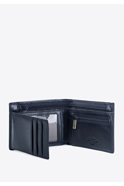 Wittchen Men's Leather Wallet with Two Zippers, Navy Blue, Leather