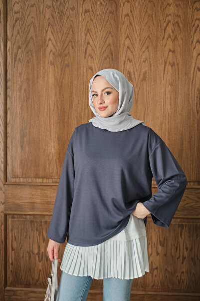 LOCCO Γυναικείο φαρδύ και απλό κορμάκι ανθρακί