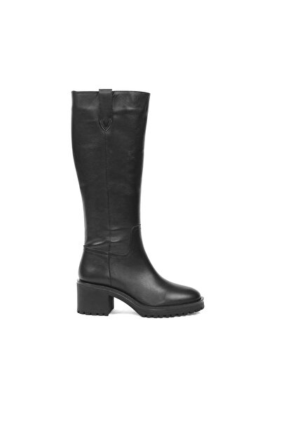 Celal Gültekin Kadın Siyah Fermuarlı Deri Çizme