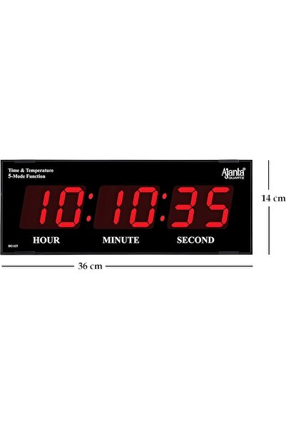 ajanta Quartz Digital Wall Clock – Red LED Display (36 x 14 cm) Model 127-Red