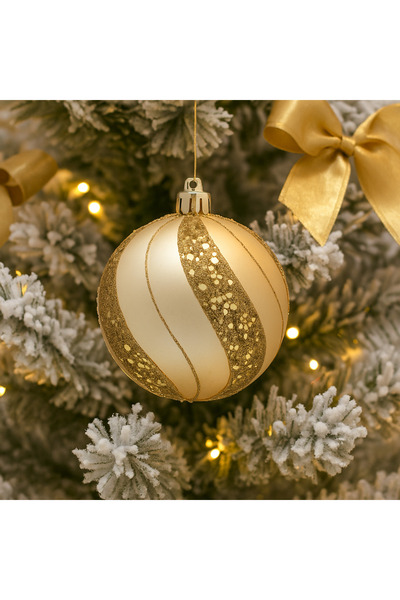 Selgot Set of 8 Gold Baubles for Christmas Tree, Diameter 6 cm, Model 1