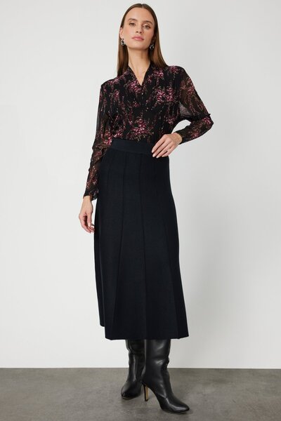 ON Pileli Midi Triko Etek