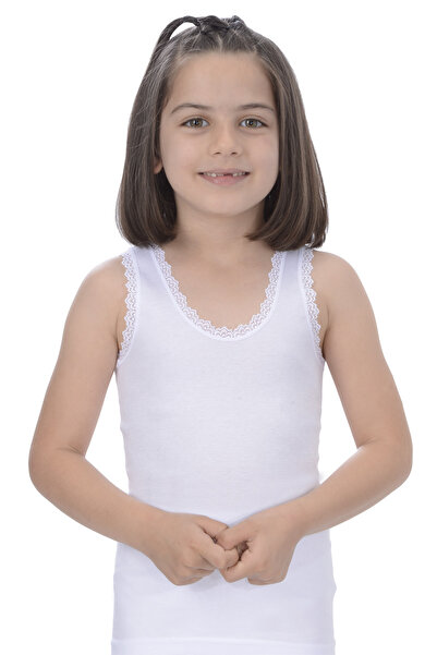 DOĞANYILDIZ Girl's 6 Pieces Ribbed Piping Lace Wide Strap Tank Top