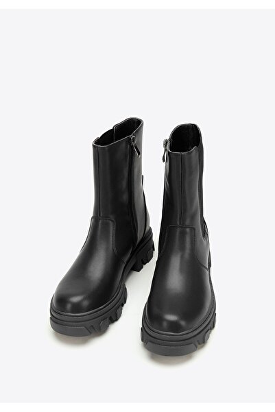 Wittchen Ghete cu platformă din piele pentru femei, negre, din piele