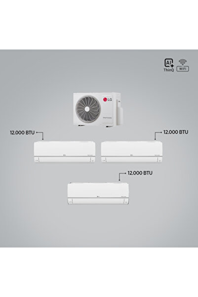 LG 1+3 MULTİ SİSTEM / 12+12+12 İÇ ÜNİTELER = 1 ADET DIŞ ÜNİTE Al ThinQ Wi-Fi Kontrolü