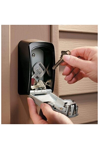 UNİBOX Manual Key Safe, Mechanical Combination, Security Box, Burglar-Proof, Compact, Black Gray,