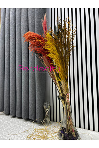 PERDECITY Bohemian Style Linen Gizia Dark Gray Background Curtain (Single Panel) Non-Iron Heavy Weight