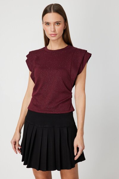 ON Yanları Büzgülü Simli Bluz