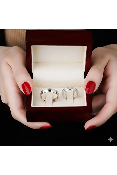 deren gümüş Çiftlere Özel 925 Ayar 5mm Gümüş Alyans Yüzük Seti