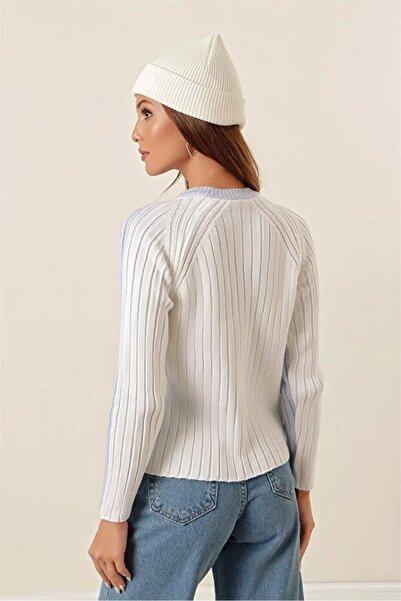 AQE FASHION Pulover tricotat cu mâneci lungi, decoltat pe umăr, guler rotund culori