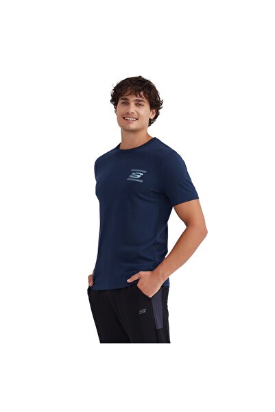 SKECHERS Ανδρικό μπλουζάκι με γραφικό σχέδιο με λαιμόκοψη σε μπλε ναυτικό χρώμα S232339-410