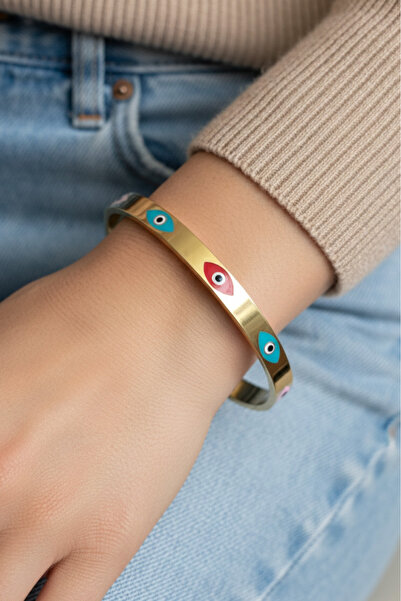 Modacaprea Steel Thin Evil Eye Women's Handcuff Bracelet – 18 cm Handcuff Bra...