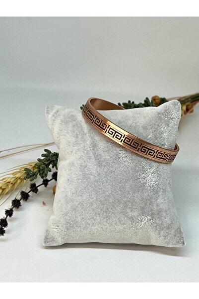 YES-NORA Doğal Bakır Meander Motifli Yunan Anahtarı Antik Sonsuzluk Yaşam Döngüsü Koruma Enerji Bilekliği