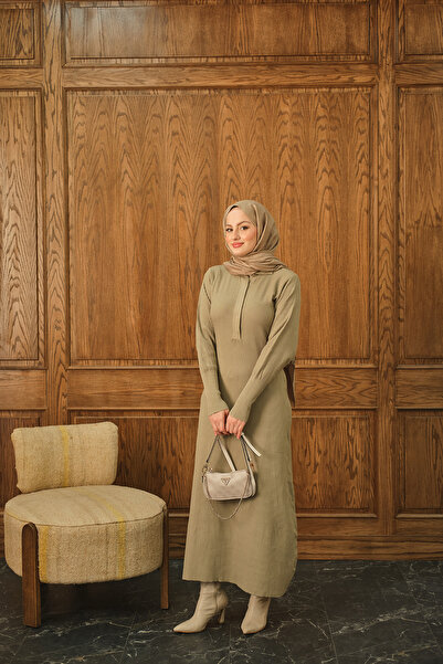 LOCCO Women's Hidden Button Detailed Dress Mink