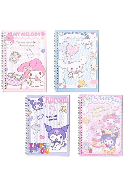 Generic دفاتر يوميات حلزونية جميلة - غلاف مقوى بخطوط عريضة مقاس A5، عبوة من 4 قطع