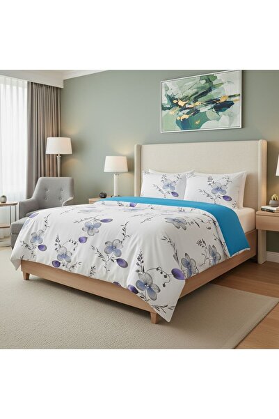 Pucioasa Double bed linen with blue flowers